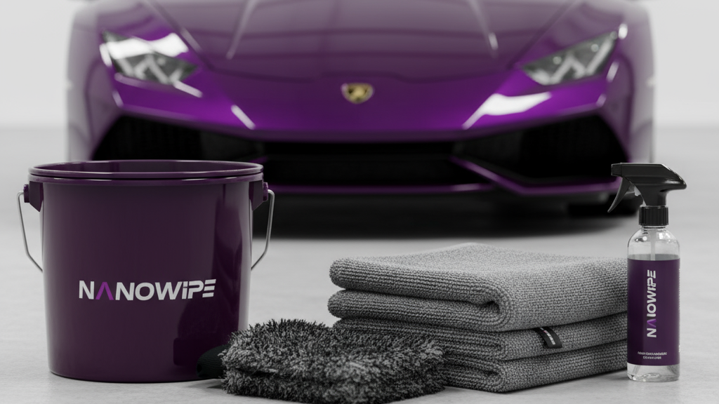 NanoWipe Set vor Lamborghini - gefaltetes Trockentuch 16:9